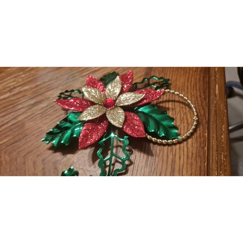 2‎ Beautiful Poinsettia Napkin Rings Christmas